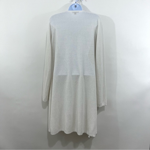 J.Crew White Linen Blend Open Duster Long Sleeve Cardigan Sweater - Picture 7 of 14